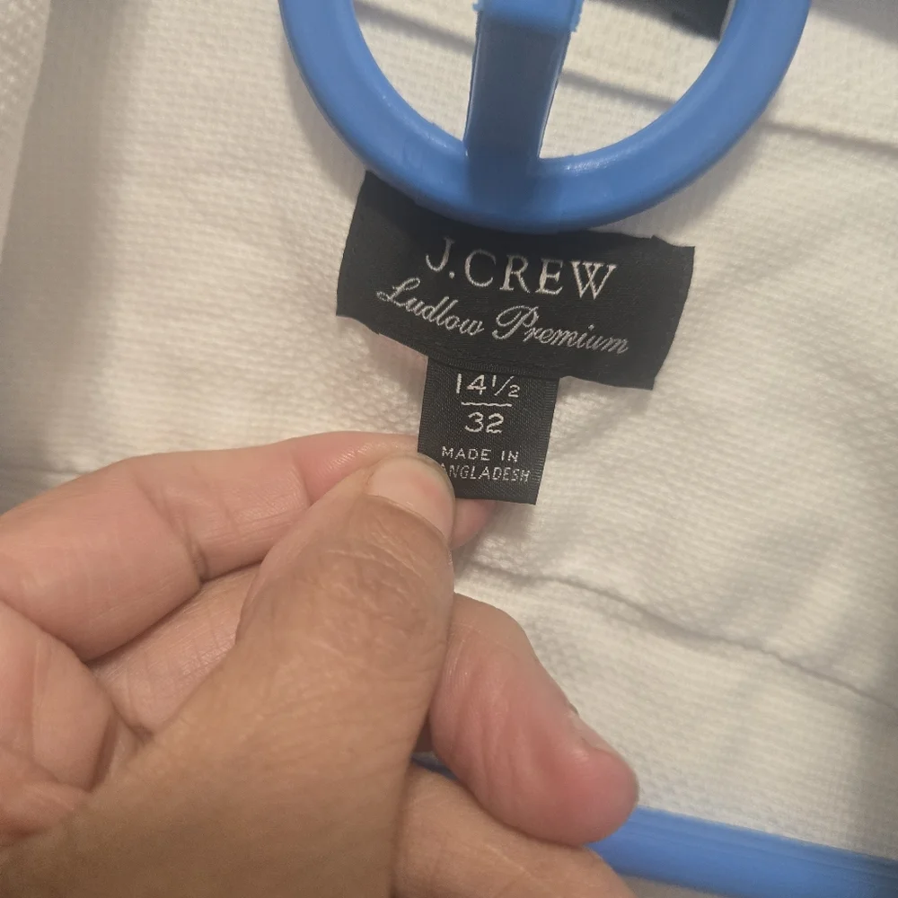 J. Crew White Ludlow Premium Slim Fit Men's Shirt Dobby Size 32 / 14.5